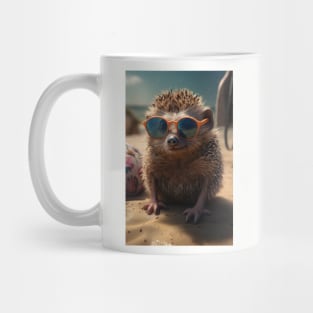 Cute Animals Unique Beach Hedgehog in Shades Humorous Artwork Funny Gift Idea Mug